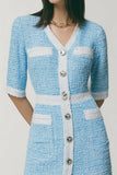 Blue Bodycon Short Fitted Tweed Homecoming Dress