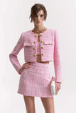 Pink Short Bodycon 2-Piece Tweed Homecoming Outfits