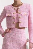 Pink Short Bodycon 2-Piece Tweed Homecoming Outfits