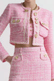 Pink Bodycon Short 2-Piece Tweed Homecoming Outfits