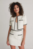 White 2-Piece Bodycon Round Neck Short Pageant Interview Outfits with Pockets