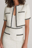 White 2-Piece Bodycon Round Neck Short Pageant Interview Outfits with Pockets