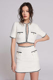 2-Piece Bodycon Round Neck Short White Pageant Interview Outfits with Pockets