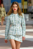Blue Bodycon Short 2-Piece Tweed Homecoming Outfits