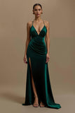 Dark Green Sheath V Neck Velvet Holiday Dress