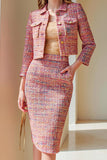Sunset 2 Piece Collar Neck Midi Work Dress with Pockets