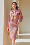 Sunset 2 Piece Collar Neck Midi Work Dress with Pockets