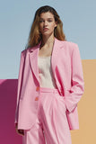 Pink 2 Piece Satin Single Breasted Women Suits with Pockets
