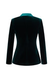 Dark Green Peak Lapel 2-Piece Velvet Double Breasted Women Prom Suits