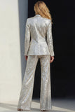 Sparkly Silver 2 Piece Sequins Notched Lapel Women Prom Suits