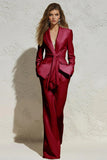 White 2 Piece Notched Lapel Ruched Business Suits with Sash