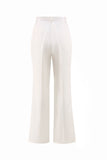 White 2 Piece Notched Lapel Ruched Business Suits with Sash