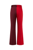 2-Piece Red Patchwork Notched Lapel Women Prom Suits with Belt