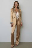 Sparkly Dark Golden Peak Lapel 2 Piece Women Prom Suits