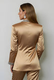 Sparkly Dark Golden Peak Lapel 2 Piece Women Prom Suits