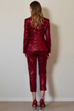 Sparkly Burgundy One Button 2 Piece Prom Suit