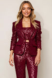 Sparkly Burgundy One Button 2 Piece Prom Suit