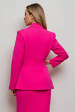Fuchsia Peak Lapel 2 Piece Mermaid Work Dress with Belt