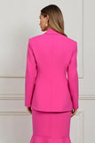Mermaid 2 Piece Peak Lapel Fuchsia Business Casual Dress