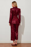 Burgundy Sequin Slim Fit 2 Piece Prom Suits