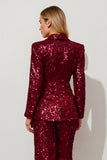 Burgundy Sequin Slim Fit 2 Piece Prom Suits