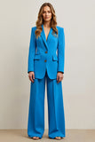 Blue Single Breasted 2 Piece Business Suits