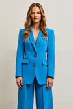 Blue Single Breasted 2 Piece Business Suits