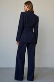 Navy Satin 2 Piece Single Breasted Prom Suits