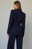 Navy Satin 2 Piece Single Breasted Prom Suits