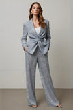 Sparkly Grey 2 Piece Sequins Women Prom Suits with Pockets