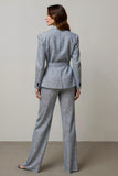 Sparkly Grey 2 Piece Sequins Women Prom Suits with Pockets