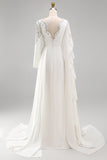 White Mermaid Long Sleeve Pageant Dress with Sash