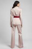 Blush 2 Piece Peak Lapel Single Breasted Business Suits with Belt