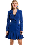 Royal Blue Peak Lapel Long Sleeves Short Blazer Dress