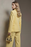 Yellow 2 Piece Peak Lapel Long Sleeves Business Suits