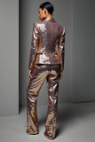 Rose Golden Peak Lapel 2 Piece Women Suits with Sleeve