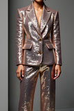 Rose Golden Peak Lapel 2 Piece Women Suits with Sleeve