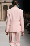 Pink Notched Lapel 2 piece Women Suits with Sleeve