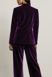 Velvet Dark Purple Peak Lapel 2 Piece Women Suits