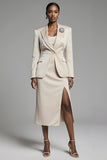 Peak Lapel Sheath Champagne One Button Women Suits with Slit