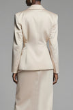 Peak Lapel Sheath Champagne One Button Women Suits with Slit