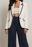 White Blue Peak Lapel One Button 2 Piece Women Suits