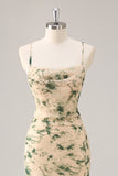 Champagne Flower Mermaid Bridesmaid Dress with Slit