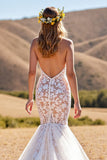 Mermaid Corset Lace Ivory V Neck Wedding Dress