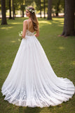 Ruffled A Line Corset Ivory Lace Wedding Dress