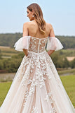 Off The Shoulder Apricot A Line Wedding Dress