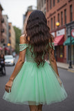 Tulle Mint Green Short Corset Homecoming Dress with Appliques