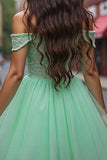 Tulle Mint Green Short Corset Homecoming Dress with Appliques