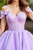 Sparkly Lavender Corset Tulle Short Homecoming Dress with Sequins