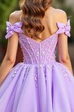 Sparkly Lavender Corset Tulle Short Homecoming Dress with Sequins